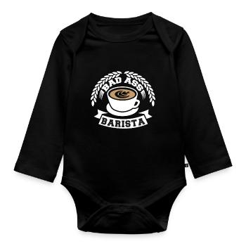 Barista coffee bean cafe coffee - Organic Longsleeve Baby Bodysuit - black - Front