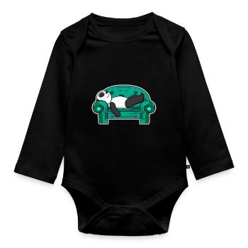 panda - Organic Longsleeve Baby Bodysuit - black - Front