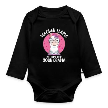 Teacher Alpaca Llama Teacher Lessons - Organic Longsleeve Baby Bodysuit - black - Front