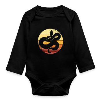 Snake - Organic Longsleeve Baby Bodysuit - black - Front