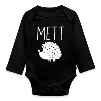 Mettigel Mett Igel Hackfleisch Fleischesser Hackk - Baby Bio-Langarm-Body - Schwarz - Vorne