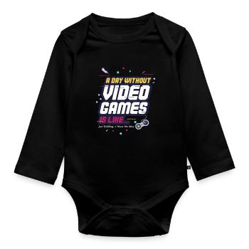 Une journée sans jeux vidéo, c'est comme - le jeu - Body Bébé bio manches longues - noir - Devant