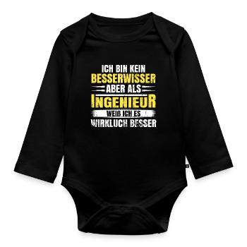 Ingenieur Student - Baby Bio-Langarm-Body - Schwarz - Vorne