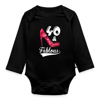 40 et fabuleux 40 anniversaire 40 ans - Body Bébé bio manches longues - noir - Devant