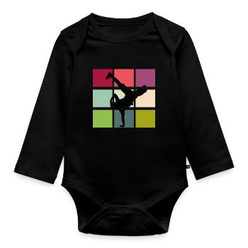 Breakdance breaker retro bboy - Organic Longsleeve Baby Bodysuit - black - Front
