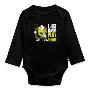Tennis Tennis Player Sport cadeau drôle - Body Bébé bio manches longues - noir - Devant