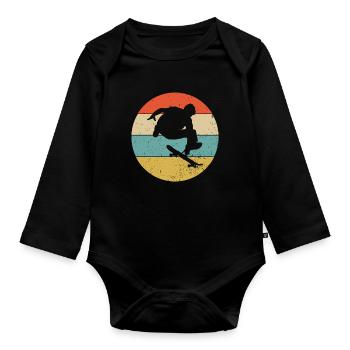Skateboard Skater Skate Skating Skateboarding - Organic Longsleeve Baby Bodysuit - black - Front