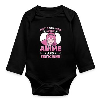 Just A Girl Who Loves Anime And Sketching - Anime - Organic Longsleeve Baby Bodysuit - black - Front