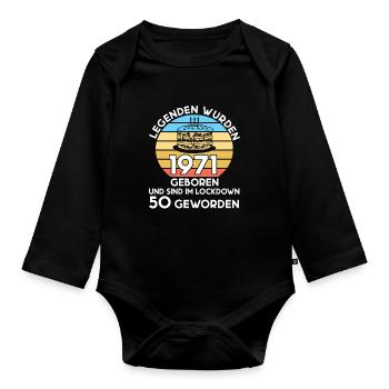 50.Geburtstag Lockdown seit 1971 Geschenk - Baby Bio-Langarm-Body - Schwarz - Vorne