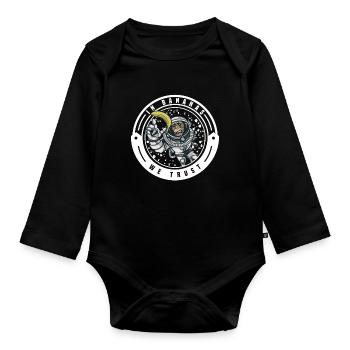 Monkey chimpanzee monkey monkey monkeys banana monkey monkey monkey - Organic Longsleeve Baby Bodysuit - black - Front