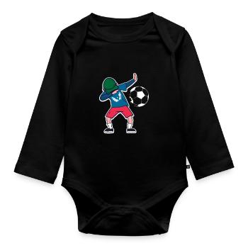 Dabbing Fußballer - Baby Bio-Langarm-Body - Schwarz - Vorne