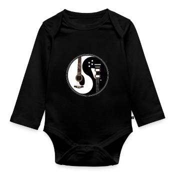 Ying Yang guitare e-guitare guitaristes & musiciens - Body Bébé bio manches longues - noir - Devant