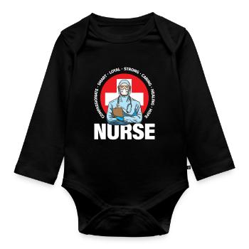 Krankenschwester Krankenhaus Pflegerin Geschenk - Baby Bio-Langarm-Body - Schwarz - Vorne