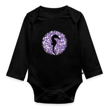 Seepferdchen - Baby Bio-Langarm-Body - Schwarz - Vorne