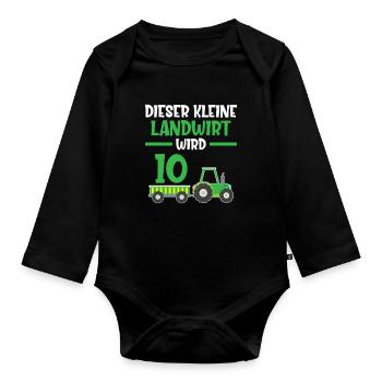 10.Geburtstag junge 10 Jahre Traktor Geschenk - Baby Bio-Langarm-Body - Schwarz - Vorne