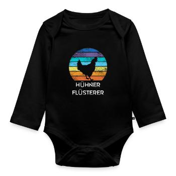 Landwirt Hühnerflüsterer - Baby Bio-Langarm-Body - Schwarz - Vorne