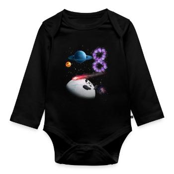 8. Geburtstag - Baby Bio-Langarm-Body - Schwarz - Vorne