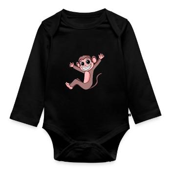 Affe - Baby Bio-Langarm-Body - Schwarz - Vorne