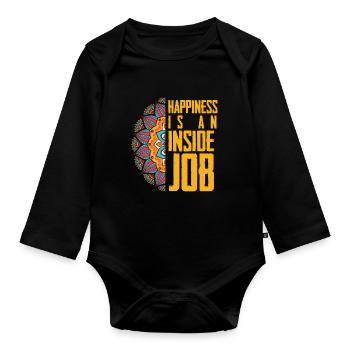Mandala Meditation Yoga bonheur Namaste - Body Bébé bio manches longues - noir - Devant