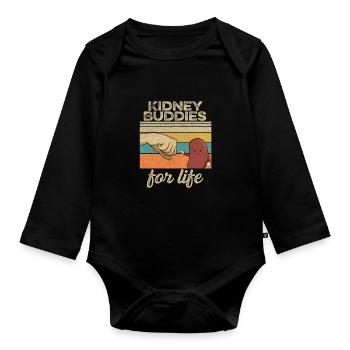 Kidney design for a kidney donor - Organic Longsleeve Baby Bodysuit - black - Front