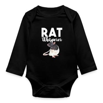 Rat Funny - Rat Whisperer - Organic Longsleeve Baby Bodysuit - black - Front