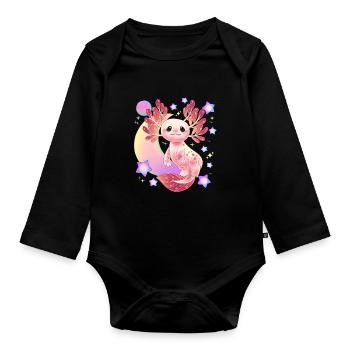 Axolotl Space Kawaii Space Rocket Astronaut Pla - Organic Longsleeve Baby Bodysuit - black - Front