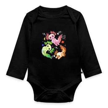 Axolotl Space Kawaii Space Rocket Astronaut Pla - Organic Longsleeve Baby Bodysuit - black - Front
