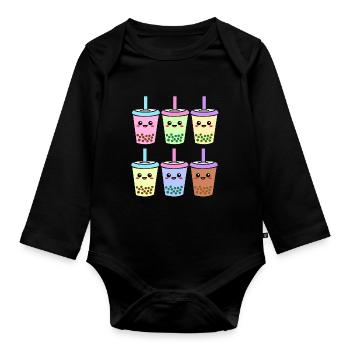 Bubble Tee Boba Tea - Organic Longsleeve Baby Bodysuit - black - Front