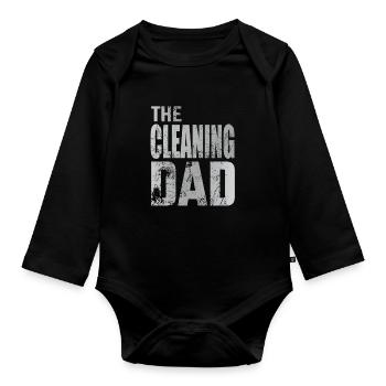 Cleaning Dad Clean Housewife Cleaner Gift - Organic Longsleeve Baby Bodysuit - black - Front