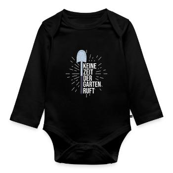 Keine Zeit Der Garten Ruft - Landschaftsgärtner - Baby Bio-Langarm-Body - Schwarz - Vorne