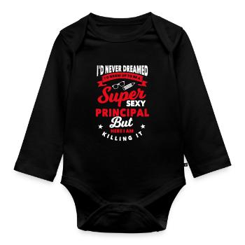 Schulleiter Geschenk - Baby Bio-Langarm-Body - Schwarz - Vorne
