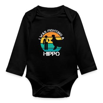 I Was Fighting A Hippo Arm Broken Arm Sling - Organic Longsleeve Baby Bodysuit - black - Front