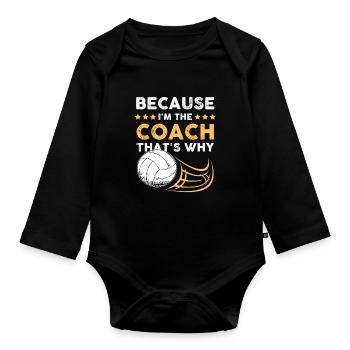 coach coach volleyball - Body Bébé bio manches longues - noir - Devant