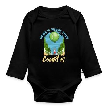 Tennis Turnier Design für einen Tennis Fan - Baby Bio-Langarm-Body - Schwarz - Vorne
