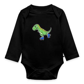 Inline Skating dinosaure - Body Bébé bio manches longues - noir - Devant