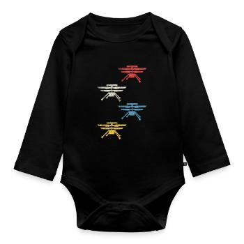 Retro Mars Helicopter - Space Space Flight Vintage - Organic Longsleeve Baby Bodysuit - black - Front