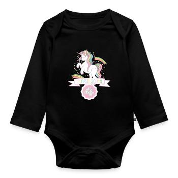 4th Birthday Unicorn Old Years Girl Gift - Organic Longsleeve Baby Bodysuit - black - Front