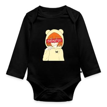Anime Senpai Anime Fans Anime Style Anime Outfit - Organic Longsleeve Baby Bodysuit - black - Front