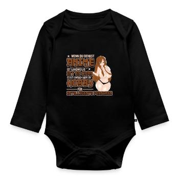 Anime Anime Girl Anime Girl Anime Clothing - Organic Longsleeve Baby Bodysuit - black - Front