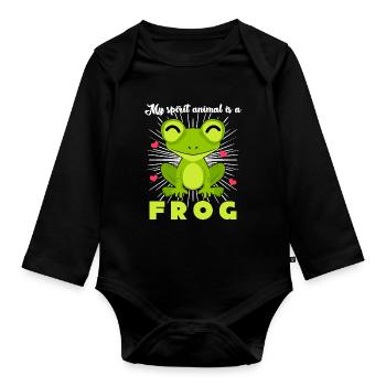 Frog Frogs - Organic Longsleeve Baby Bodysuit - black - Front