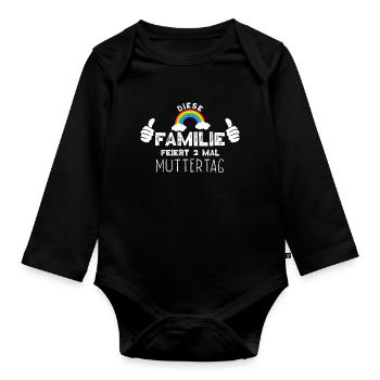 Lustig Regenbogenfamilie Muttertag Spruch Mama - Baby Bio-Langarm-Body - Schwarz - Vorne