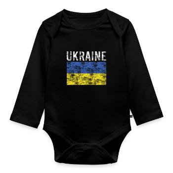 Drapeau de l’Ukraine - Body Bébé bio manches longues - noir - Devant