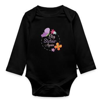 ich werde wieder großer bruder schwester baby big - Baby Bio-Langarm-Body - Schwarz - Vorne