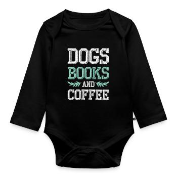 hunde kaffee bücher - Baby Bio-Langarm-Body - Schwarz - Vorne