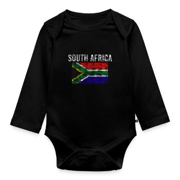 Afrique du Sud Drapeau Vintage - Body Bébé bio manches longues - noir - Devant