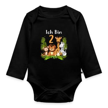 2. Geburtstag Zweiter Kindergeburtstag Mädchen Dsc - Baby Bio-Langarm-Body - Schwarz - Vorne