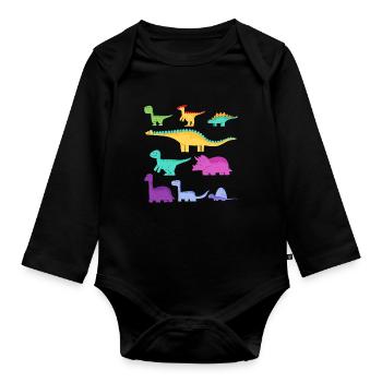 Espèces de dinosaures Dino - Body Bébé bio manches longues - noir - Devant