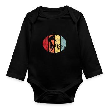 BMX retro - Organic Longsleeve Baby Bodysuit - black - Front