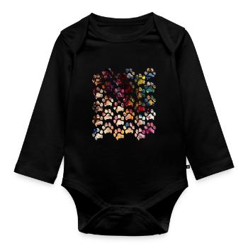 Empreintes de pattes pattes pattes chien chien - Body Bébé bio manches longues - noir - Devant