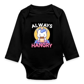 Always Hangry Bonbons Licorne Faim Cadeau - Body Bébé bio manches longues - noir - Devant